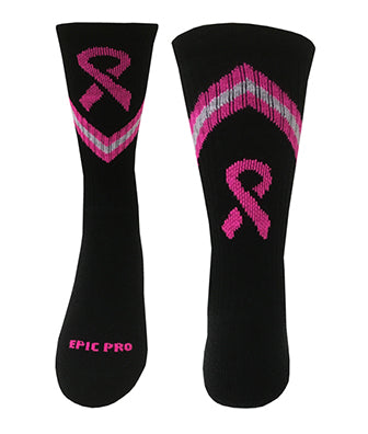 Breast Cancer Pink Ribbon Crew Socks
